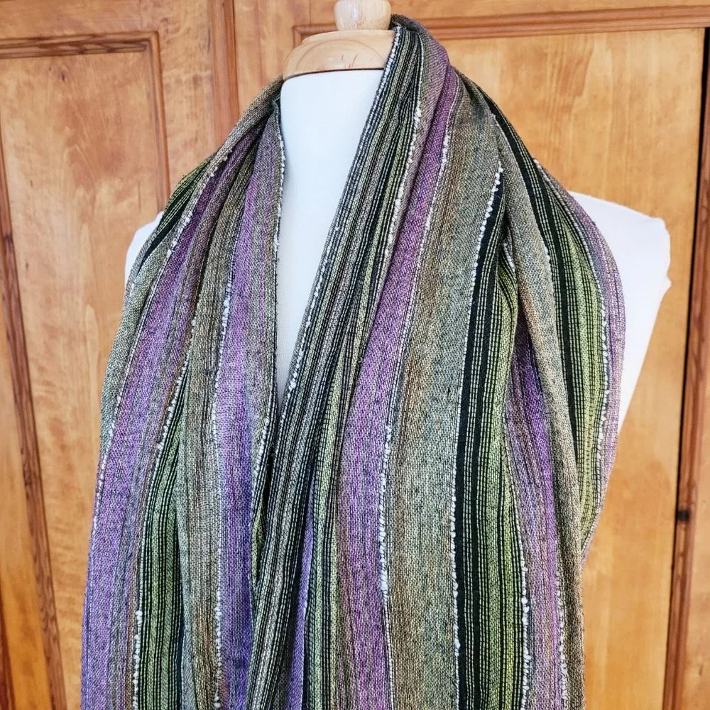 Colorful Scarf /Wrap with Braided Tassels